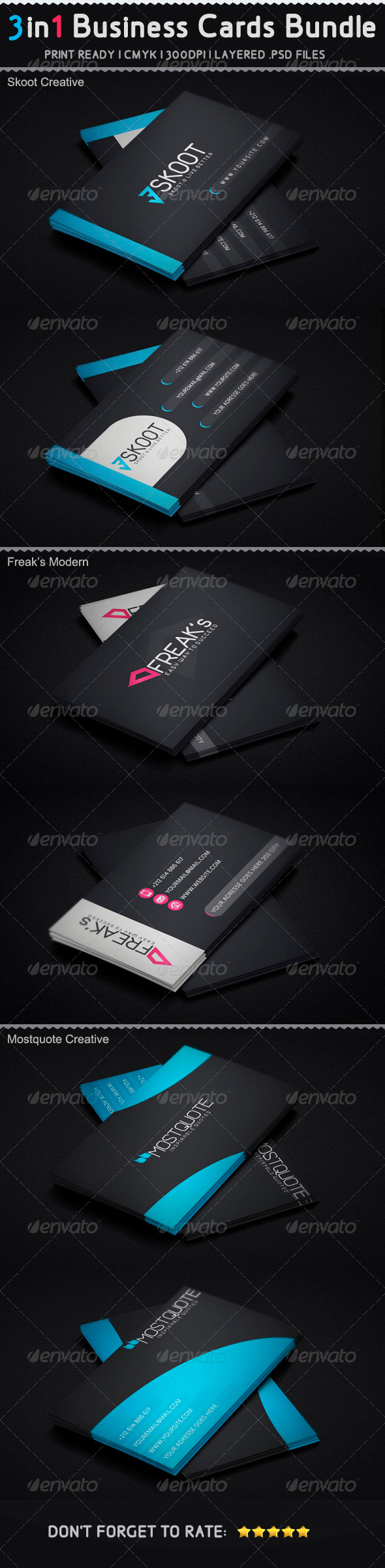 3in1 Business Cards Bundle - Corporate Business Cards
