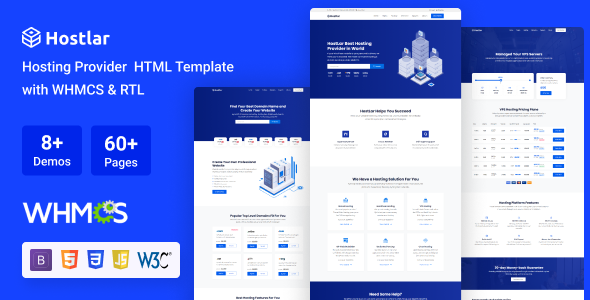 Hostlar – Domain Hosting Provider HTML Template with WHMCS and RTL