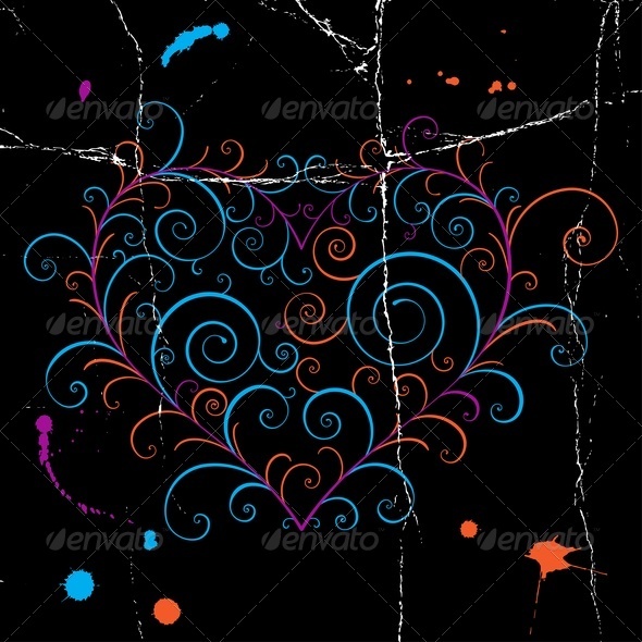 Dark Grunge Heart - Backgrounds Decorative