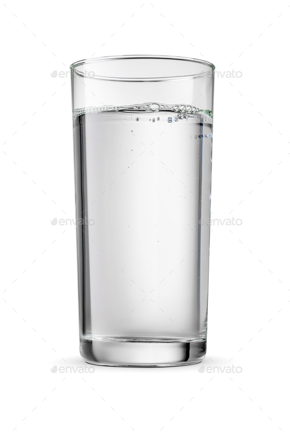 Glass of clean spring water isolated on white. - Stock Photo - Images