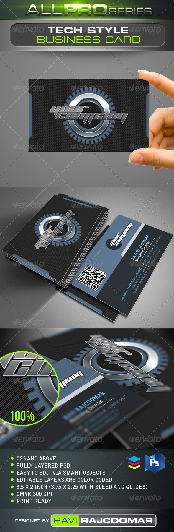Tech Style Business Card - Creative Business Cards