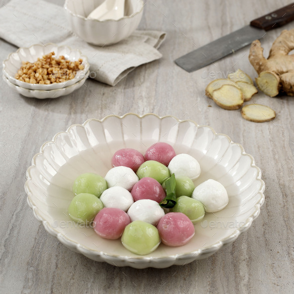 Tang Yuan or Traditional Chinese Sweet Rice Ball made from Glutinous Rice with Sweet Soup