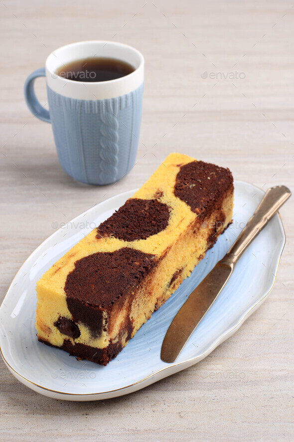 Travel Cake, Mini Loaf Marble Cake with melted Chocolate Inside. Also Known as Tube Cake