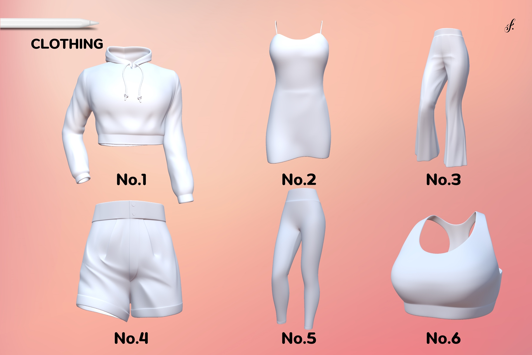 Procreate 3D Model Clothing  10 Men Clothes & Accessories - Design Cuts