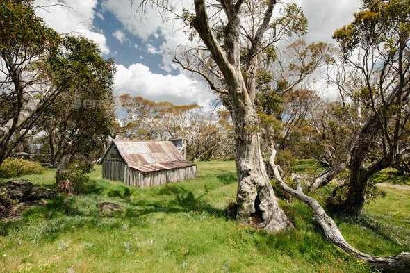Wallace Hut near Falls Creek in Australia - Stock Photo - Images