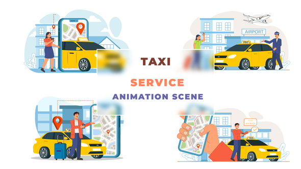 Taxi Service Animation Scene