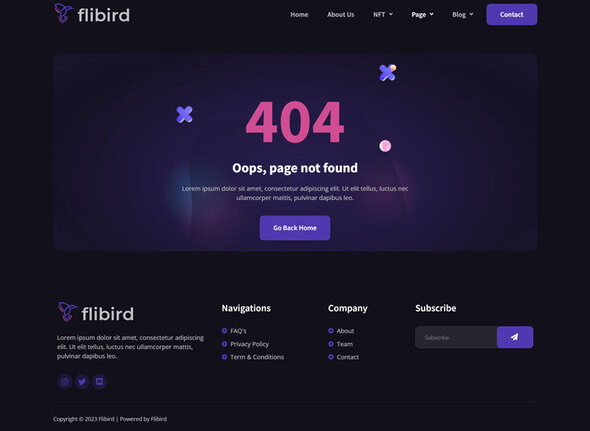 Flibird - NFT Portfolio Elementor Template Kit