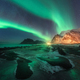 Aurora borealis above Uttakleiv beach in Lofoten islands, Norway - PhotoDune Item for Sale