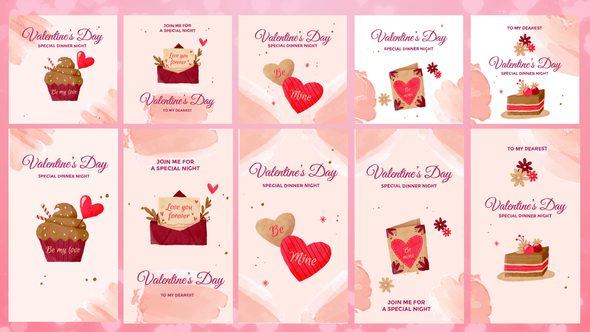 Valentine's day Invitation Instagram Post & Stories - Cartoon Animation Pack
