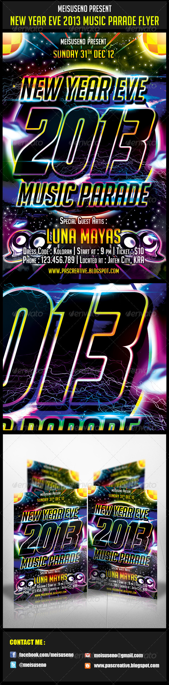 New Year Eve 2013 Music Parade Flyer - Concerts Events