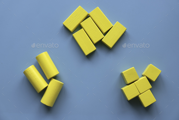 Category concept. Different shape of yellow wooden geometry block ...