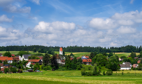Village in an idyllic landscape - Stock Photo - Images