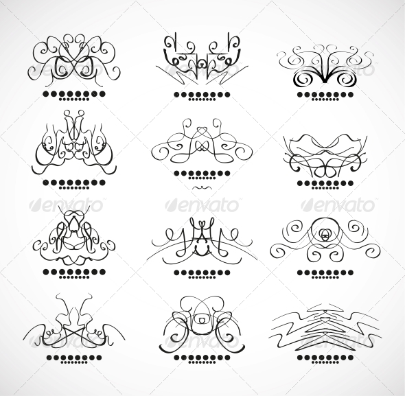 Calligraphic Decoration Elements for Headline - Flourishes / Swirls Decorative