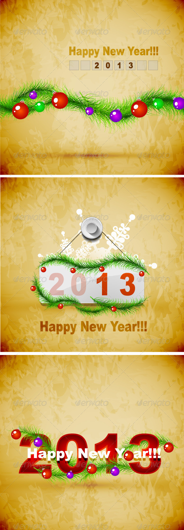 Vector Grunge New Year Backgrounds - New Year Seasons/Holidays
