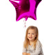 Cute little blonde girl with purple star shaped baloon isolated on white background - PhotoDune Item for Sale