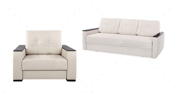 modern armchair and sofa
