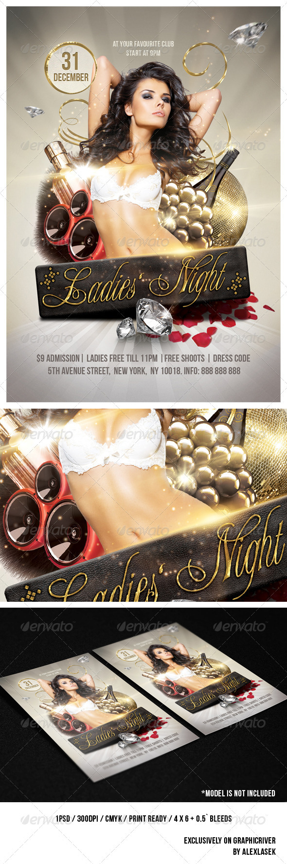 Golden Ladies Party Flyer 6 x 4 - Clubs & Parties Events