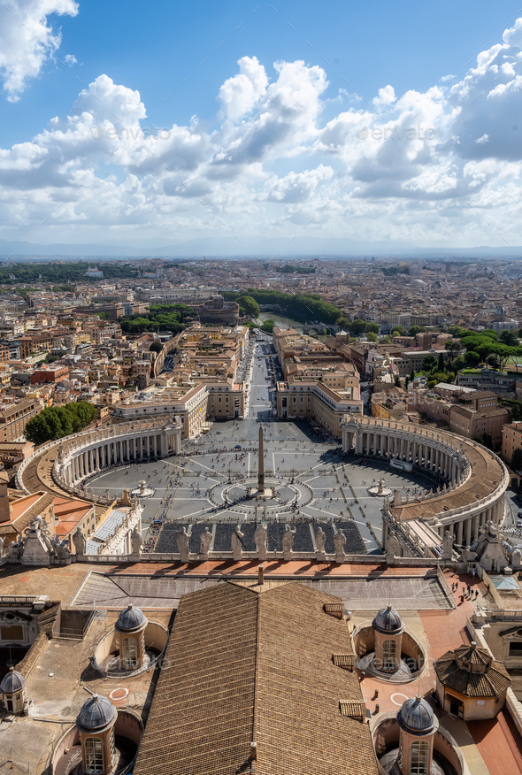 Aerial view of Saint Peter's Square in Vatican - Stock Photo - Images