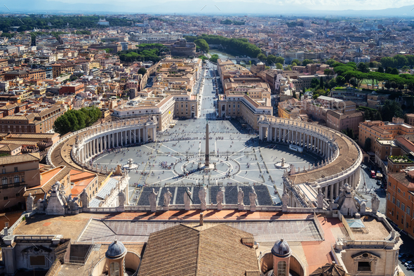 Aerial view of Saint Peter's Square in Vatican - Stock Photo - Images