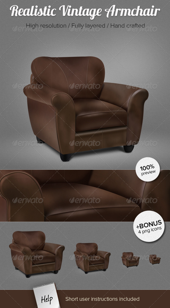 Realistic Vintage Armchair - 3D Backgrounds