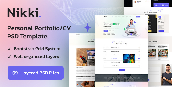 Nikki - Personal Portfolio/CV PSD Template.