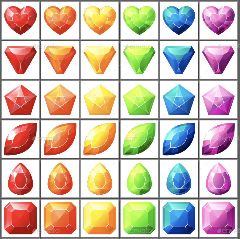 Gems For Match Three Game, Game Assets | GraphicRiver