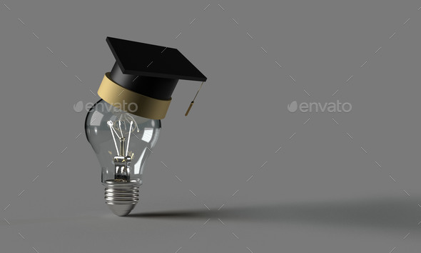 lightbulb lamp electronic wear hat cap black graduate congratulation high school bechelor degree aca