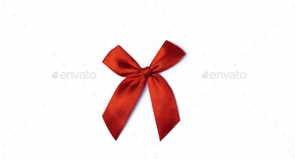 red satin gift ribbon bow, Stock image