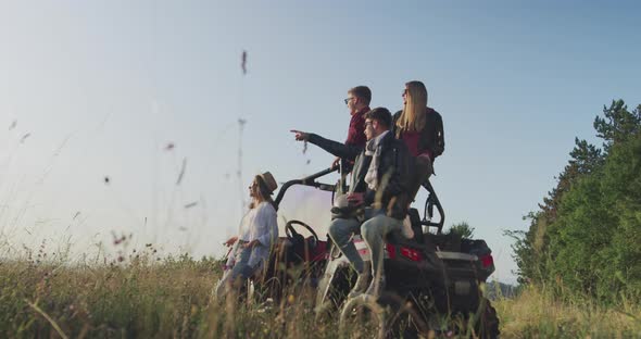 Young Friends Having Fun in Morning Sun Hipsters Looking for Adventure alt