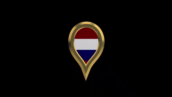 Netherlands 3D Rotating Location Gold Pin Icon alt