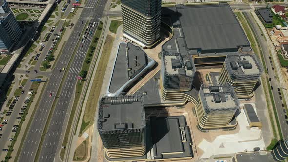View From the Height of Pobediteley Avenue in Minsk.New Residential and Business District in Minsk alt