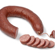 Single traditional Dutch horsemeat sausage and slices on white background - PhotoDune Item for Sale