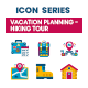 50 Vacation Planning - Hiking Tour Icons | Dualine Flat Series, Icons