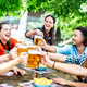 Young friends drinking and toasting beer at brewery bar restaurant - PhotoDune Item for Sale