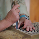 Woodworking artisan making his uniquely designed mahogany hardwood engraving  - PhotoDune Item for Sale