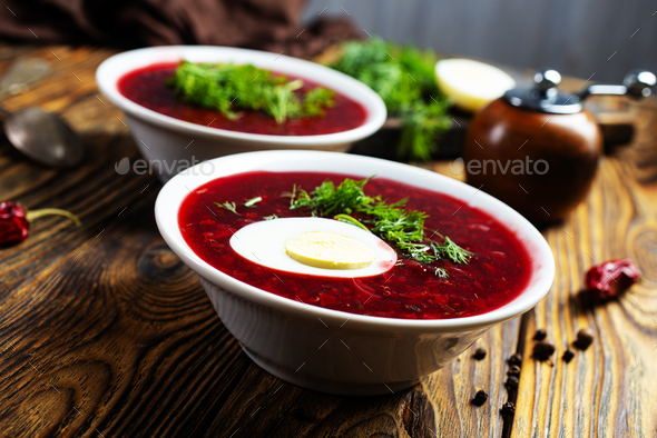 Traditional Ukrainian Russian borscht .  - Stock Photo - Images