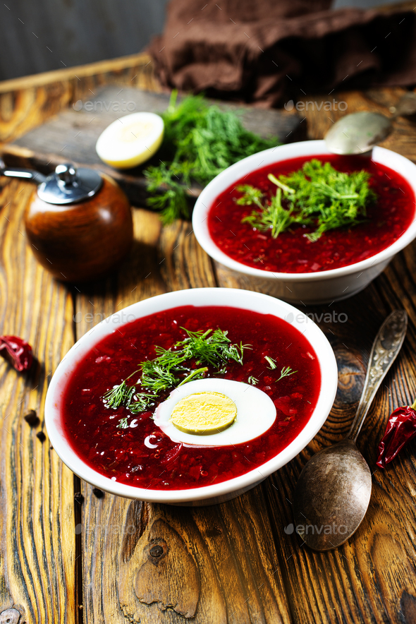 Traditional Ukrainian Russian borscht .  - Stock Photo - Images