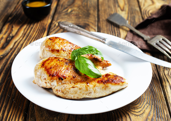 Marinated grilled healthy chicken breasts  - Stock Photo - Images