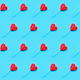 Seamless pattern. Valentines Day bckground. Lollipop candy hearts on blue background. Top view. - PhotoDune Item for Sale