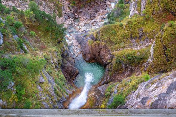 Pollat Gorge Waterfall near Fussen - Schwangau, Bavaria, Germany - Stock Photo - Images