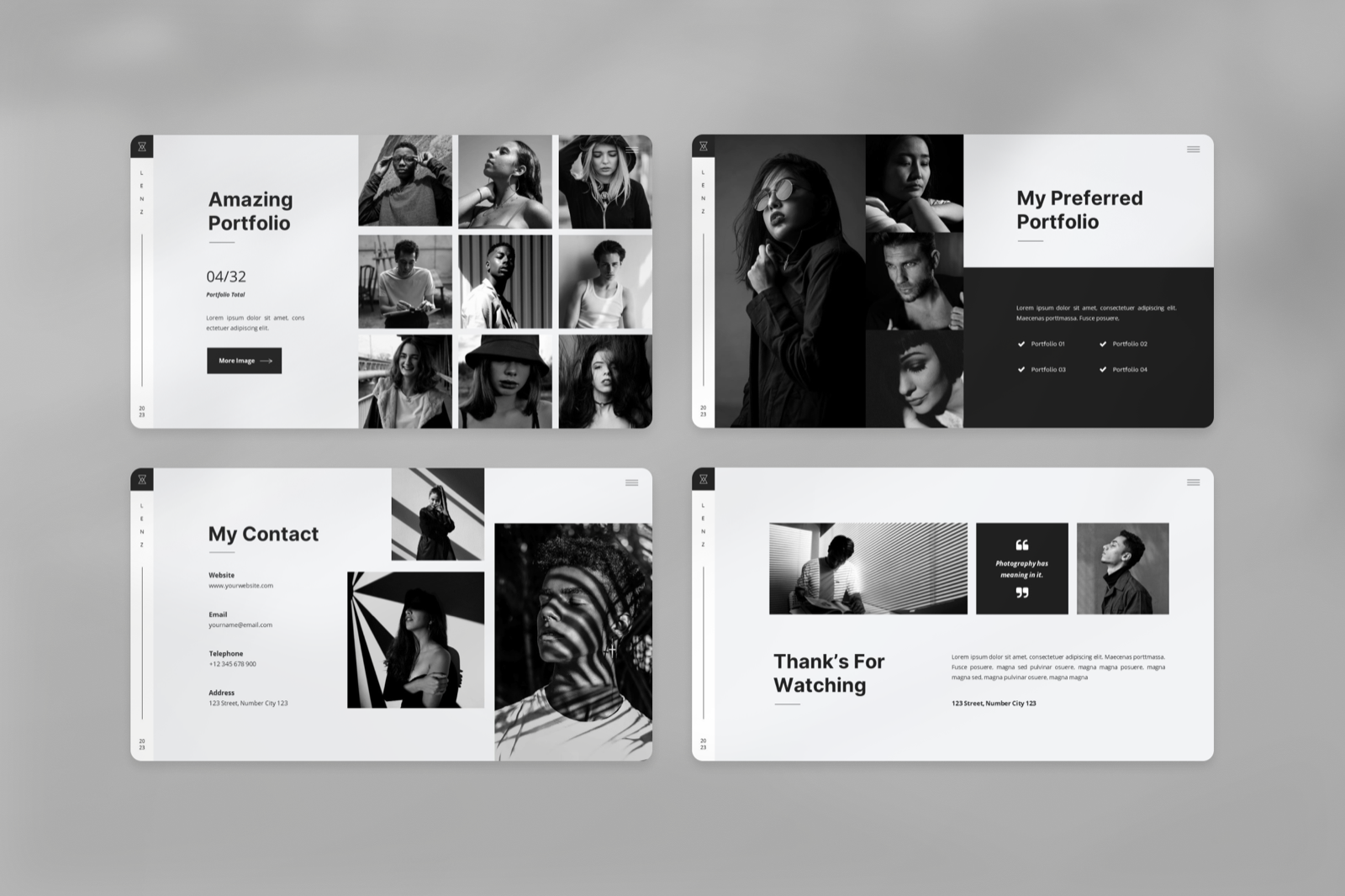 Lenz Photography Portfolio Google Slides Template, Presentation Templates