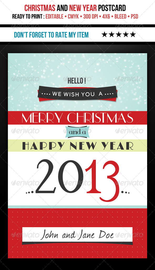 Retro Christmas and 2013 PostCard - Holiday Greeting Cards