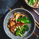 Ramen soup  with mushrooms, vegetables, glass noodles and  pork - PhotoDune Item for Sale