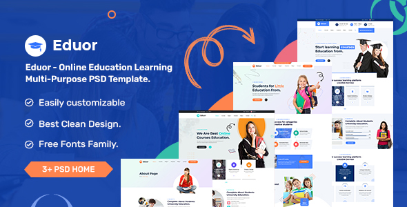 Eduor - Online Education Learning Multi-Purpose PSD Template