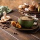 Mushroom coffee in green cup - PhotoDune Item for Sale