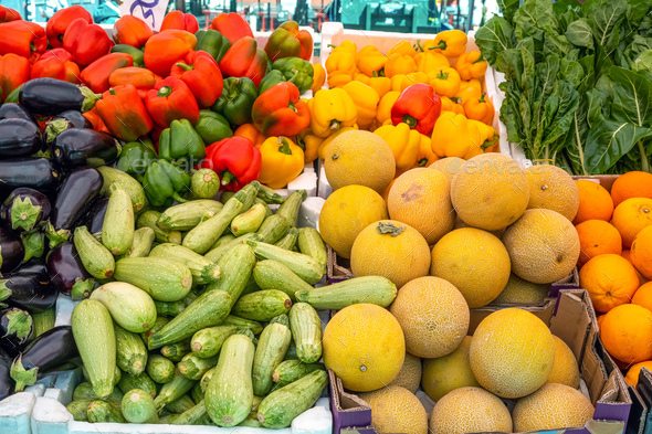 Fruits and vegetables for sale - Stock Photo - Images