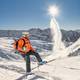 Off-piste skier lifts snow on ski - PhotoDune Item for Sale