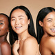 Diversity, happy and women with natural beauty, skincare and