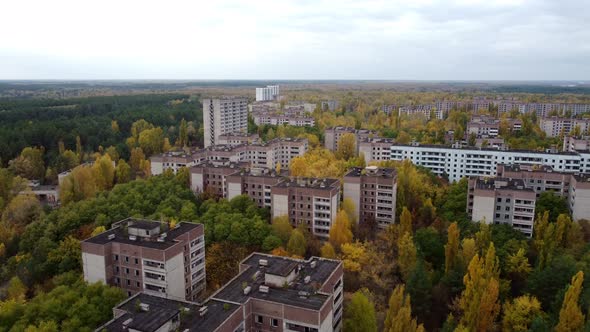 Aerial View of an Abandoned Soviet Residential Area in Pripyat