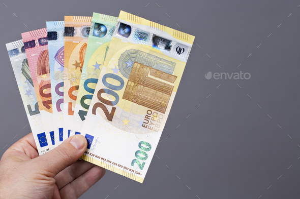 European money - new serie of banknote in the hand - Stock Photo - Images